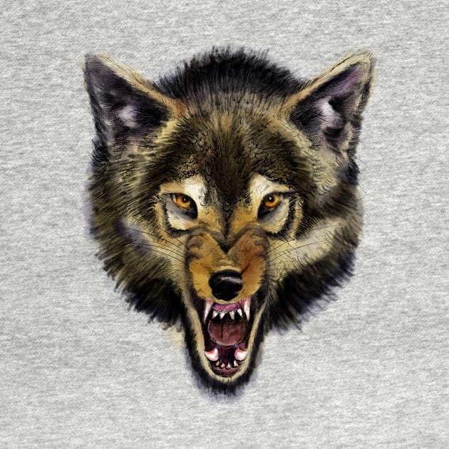 Snarling Wolf by InkedEagle